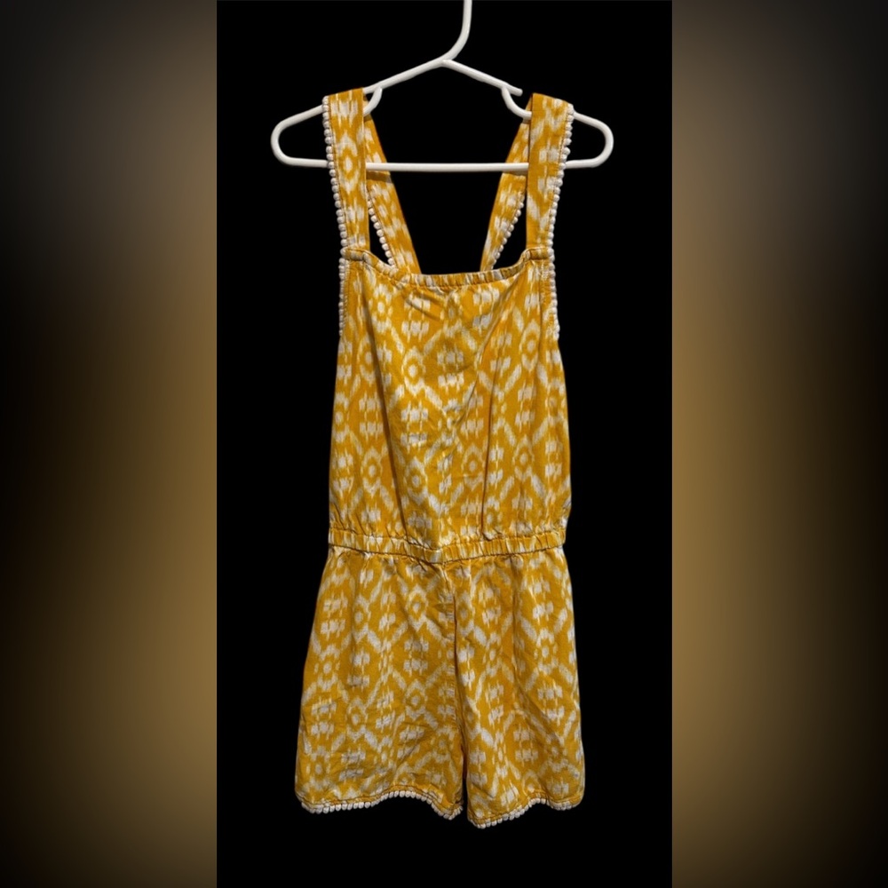 Old Navy Yellow and White girls Boho Ikat Romper size 10/12 VGUC